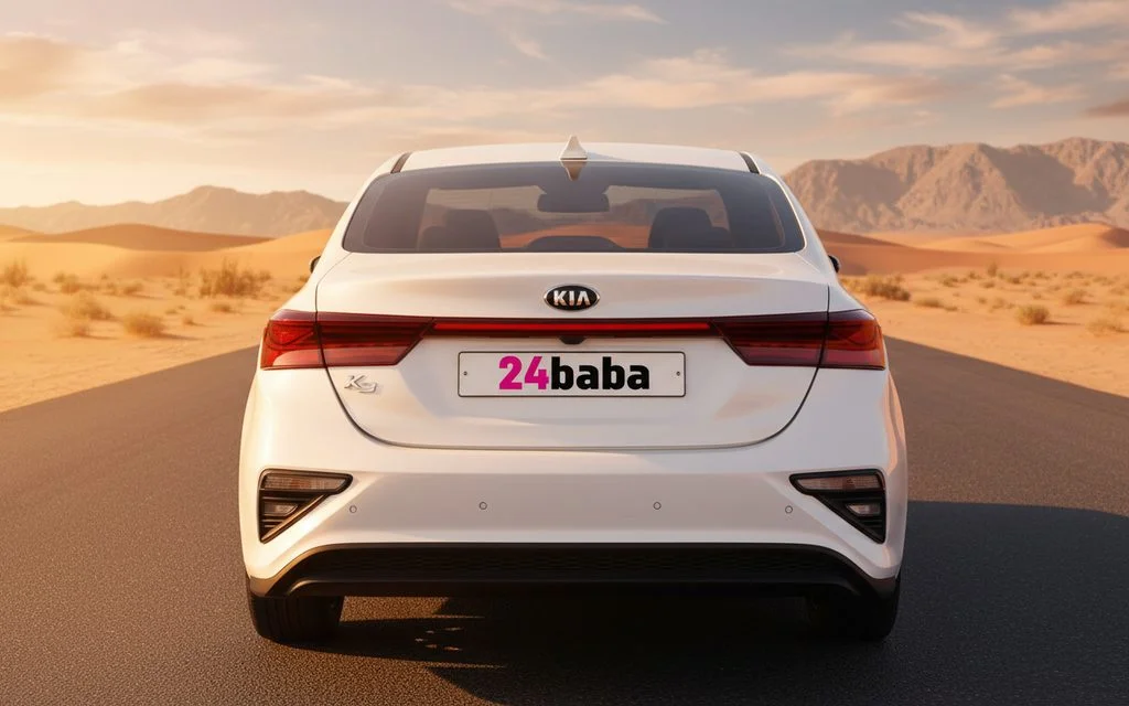 Kia K3 2020 White rear view showing taillights – rental in Dubai