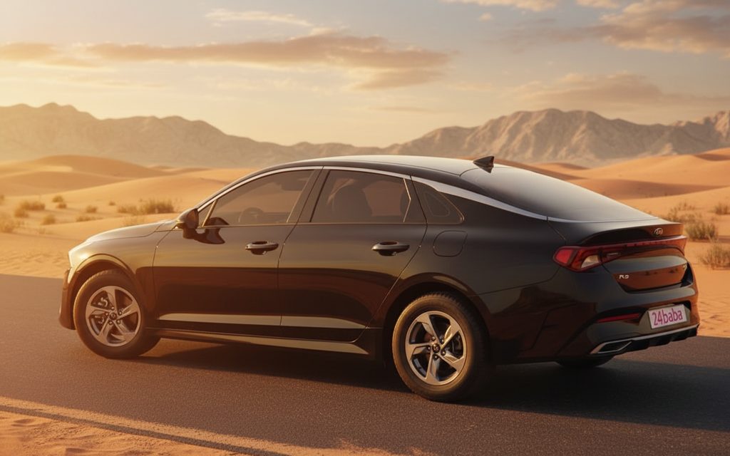 Kia K5 2021 Black rear view showing taillights