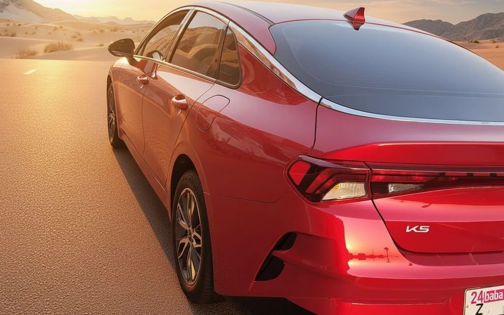 Kia K5 2023 Red rear view showing taillights