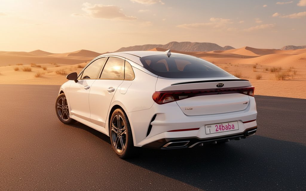 Kia K5 2021 White rear view showing taillights