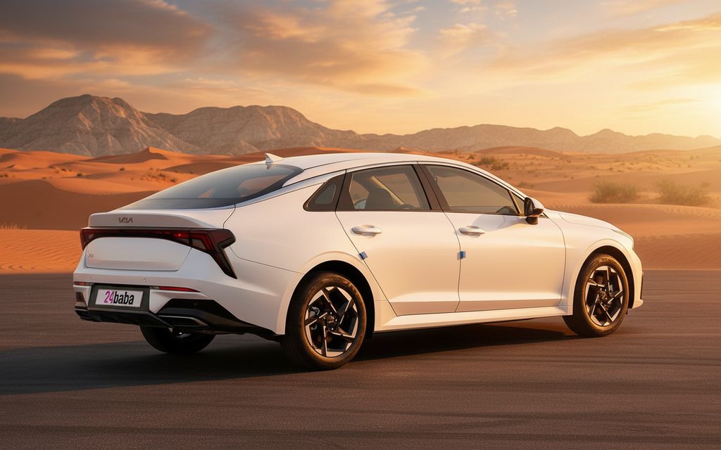 Kia K5 2024 White rear view showing taillights