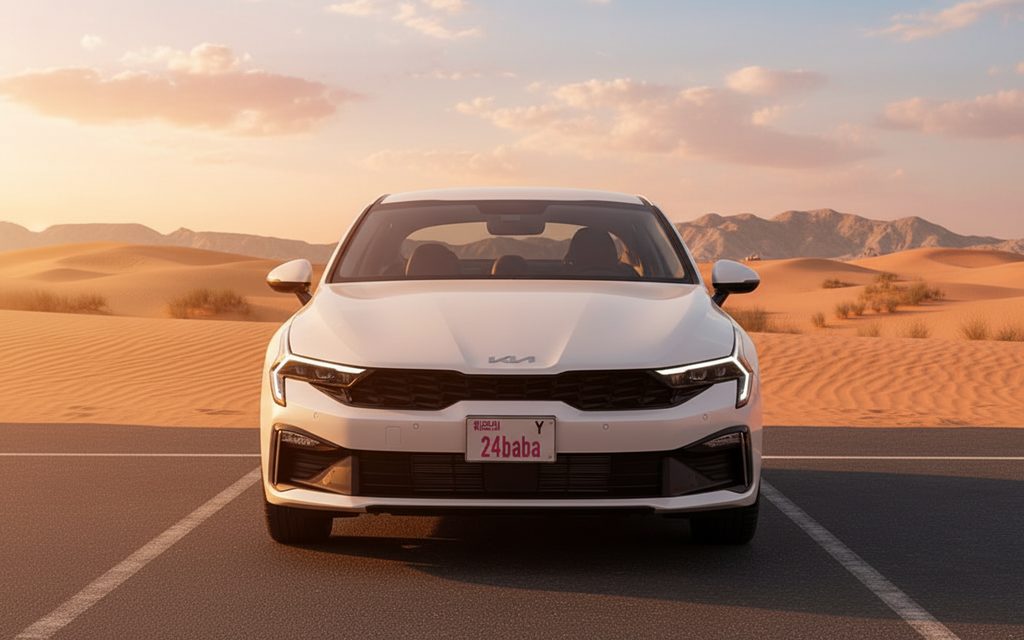 Kia K5 2024 White front view with headlights