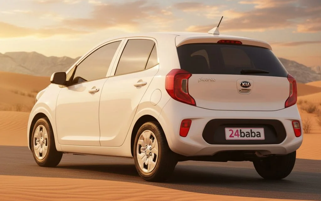 Kia Picanto 2023 White rear view showing taillights