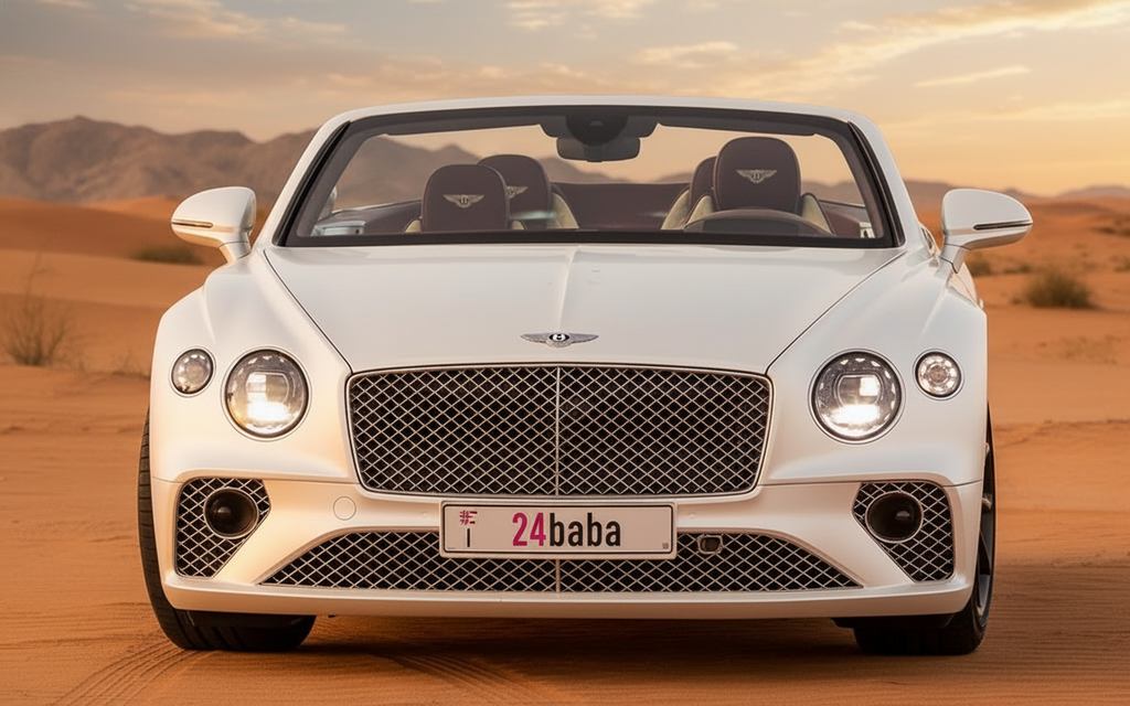 Bentley ContinentalGt Gtc 2022 White front view with headlights – rental in Dubai