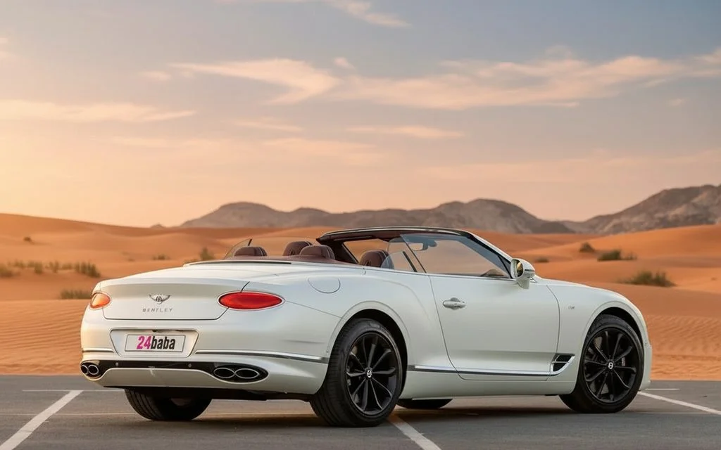 Bentley ContinentalGt Gtc 2022 White rear view showing taillights – rental in Dubai