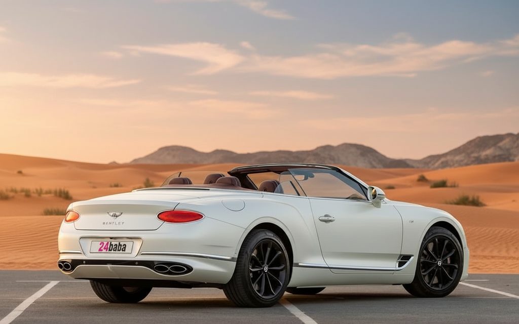 Bentley ContinentalGt Gtc 2022 White rear view showing taillights – rental in Dubai