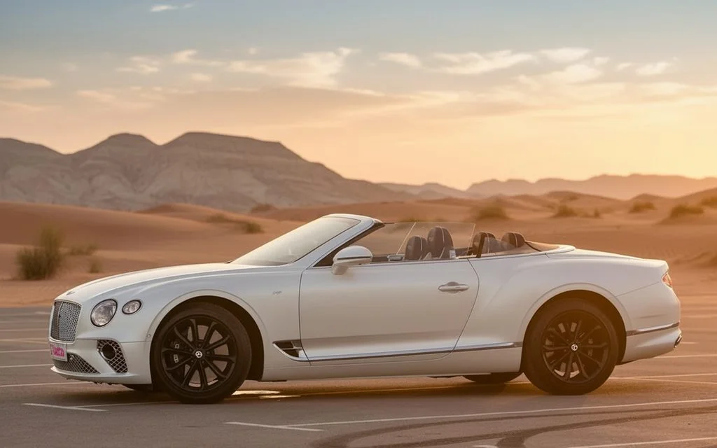 Bentley ContinentalGt Gtc 2022 White side profile – rental in Dubai