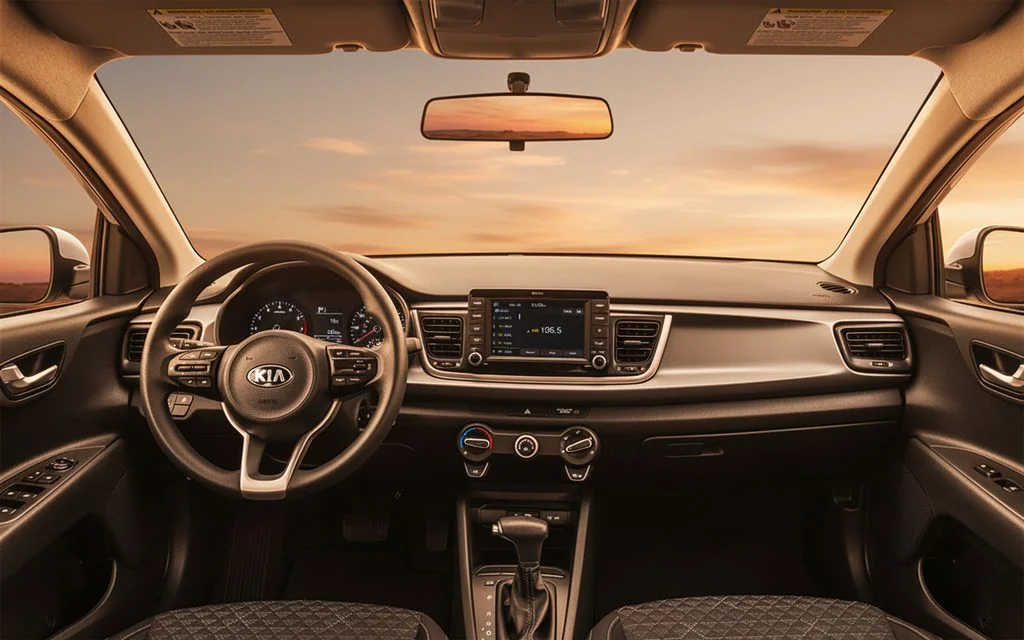 Kia Rio 2020 interior view showing trim – rental in Dubai