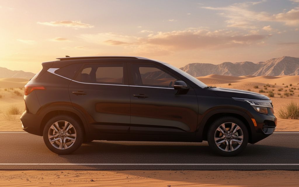 Kia Seltos 2021 Black side profile – rental in Dubai