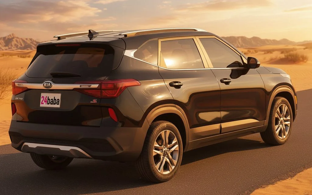 Kia Seltos 2021 Black rear view showing taillights – rental in Dubai