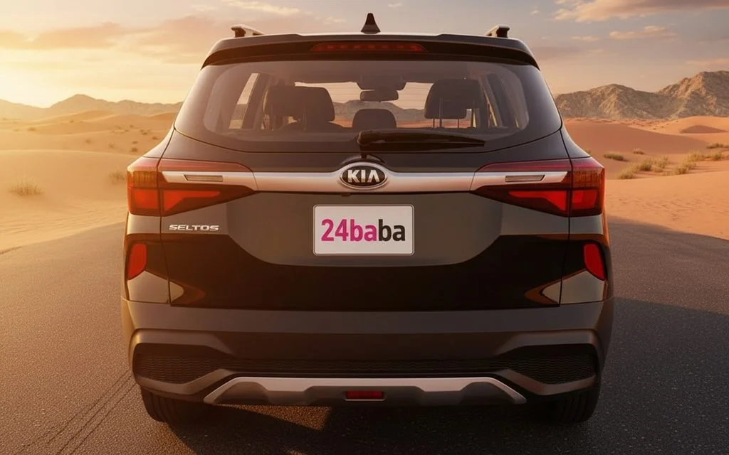 Kia Seltos 2021 Black rear view showing taillights – rental in Dubai