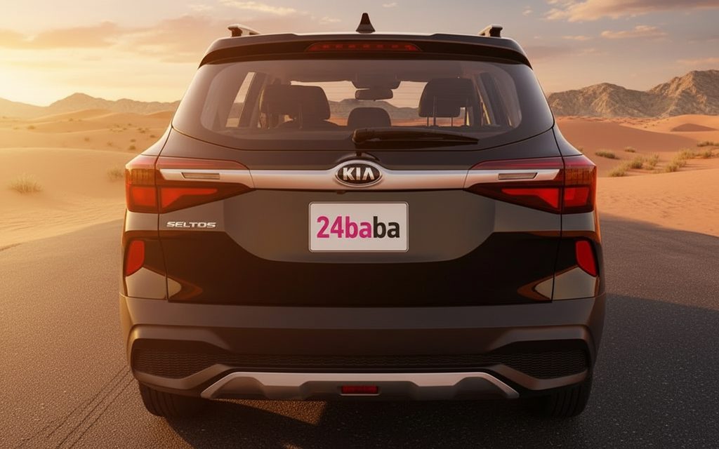 Kia Seltos 2021 Black rear view showing taillights – rental in Dubai