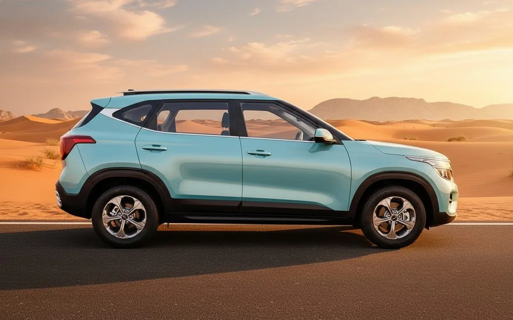 Kia Seltos 2024 Blue side profile – rental in Dubai