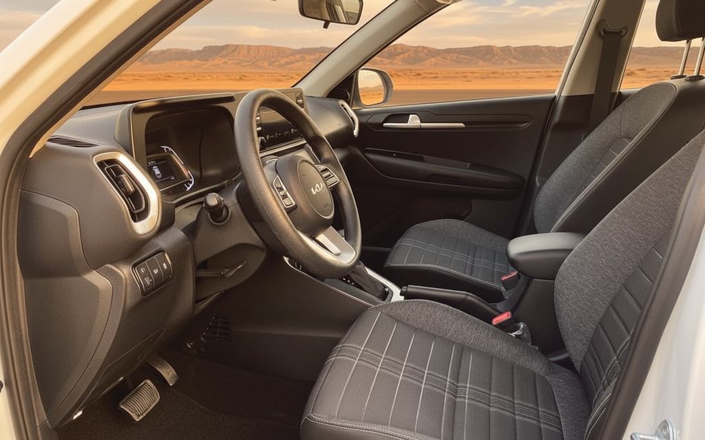 Kia Sonet 2024 interior view showing trim – rental in Dubai