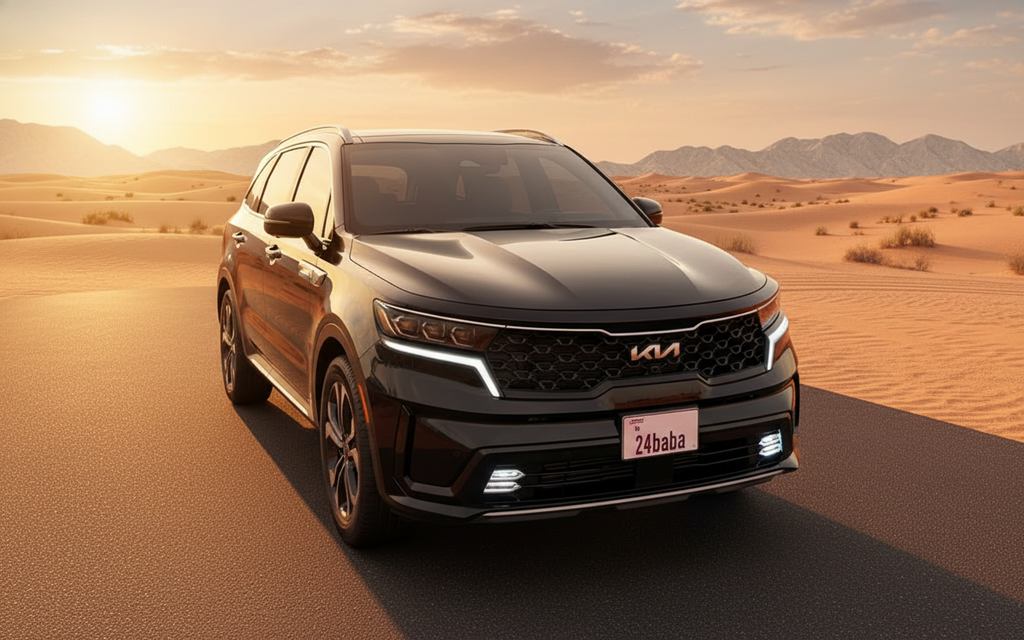 Kia Sorento 2023 Black front view with headlights