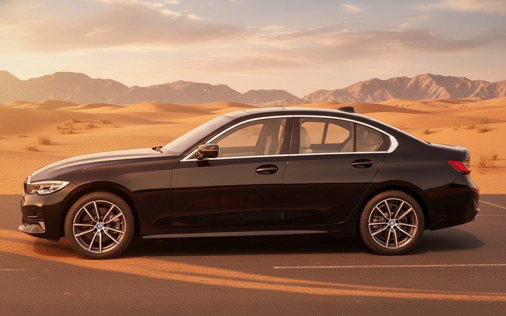 Bmw 330 2021 Black side profile – rental in Dubai