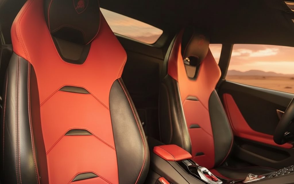 Lamborghini Huracan 2021 leather seats and cabin – rental in Dubai