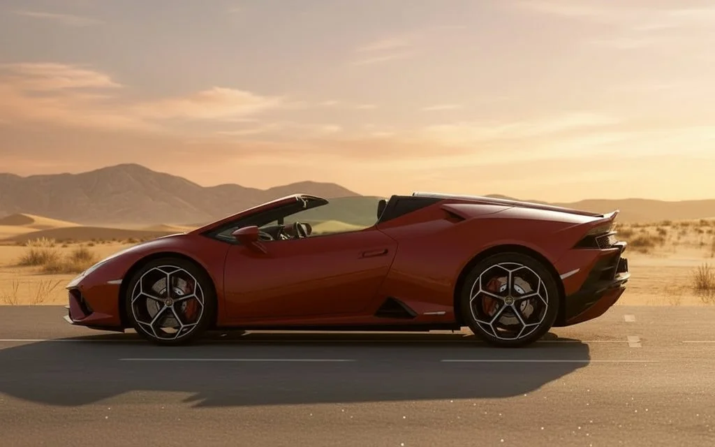 Lamborghini Huracan 2022 Red side profile – rental in Dubai