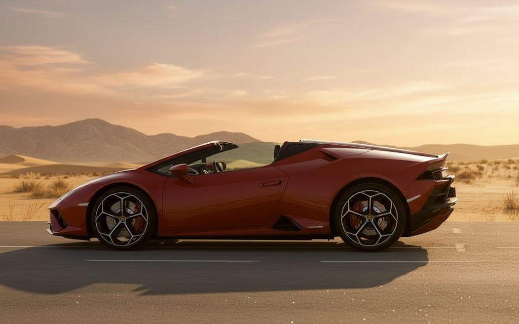Lamborghini Huracan 2022 Red side profile – rental in Dubai