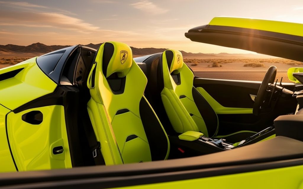 Lamborghini Huracan 2021 leather seats and cabin – rental in Dubai