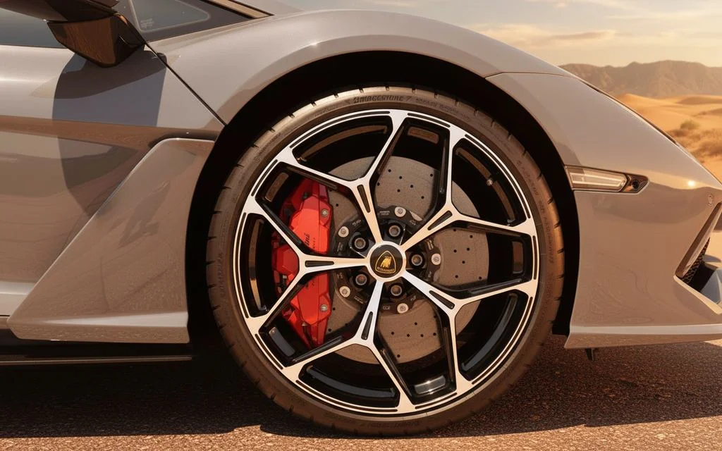 Lamborghini Revuelto 2025 alloy wheel close up – rental in Dubai