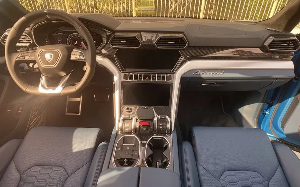 Lamborghini Urus 2022 interior view showing trim – rental in Dubai