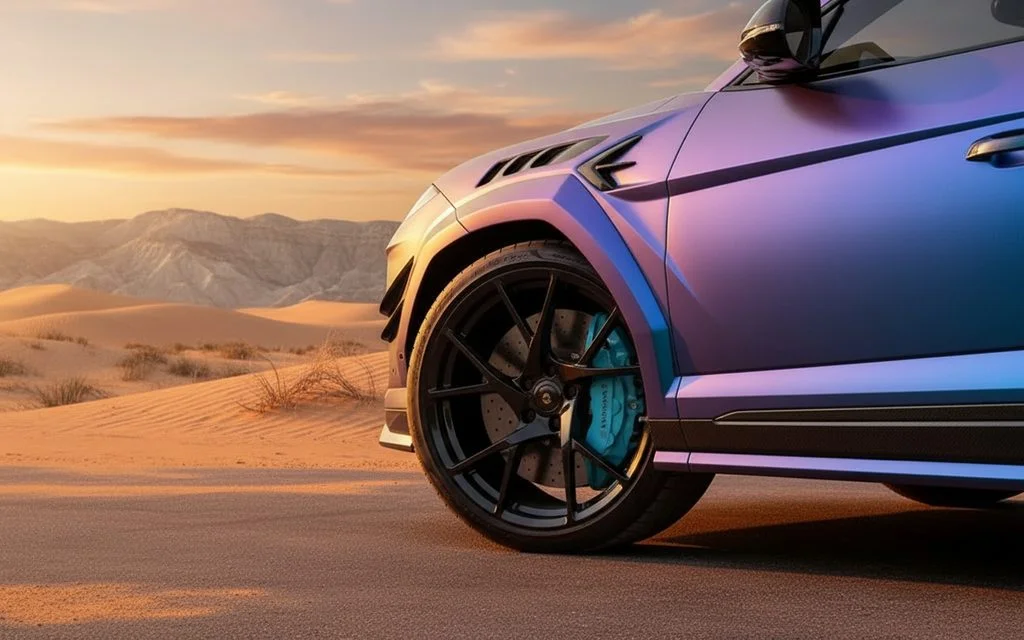 Lamborghini Urus 2025 alloy wheel close up – rental in Dubai