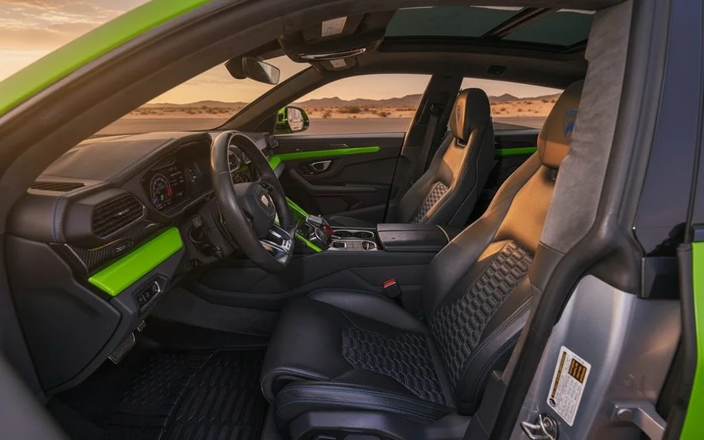Lamborghini Urus 2021 leather seats and cabin – rental in Dubai