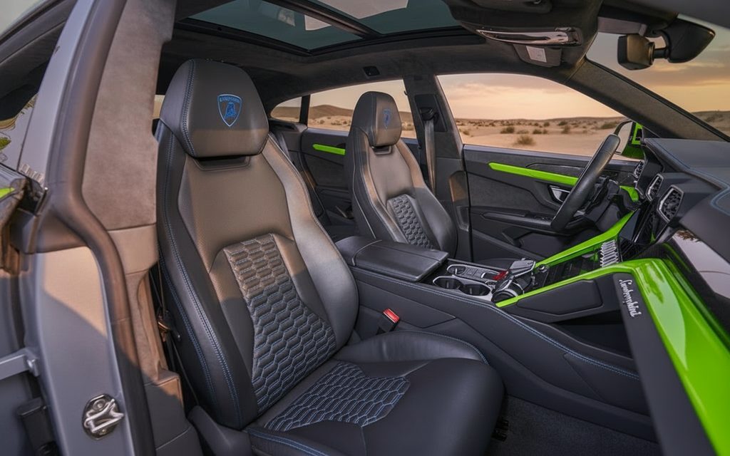 Lamborghini Urus 2021 leather seats and cabin – rental in Dubai