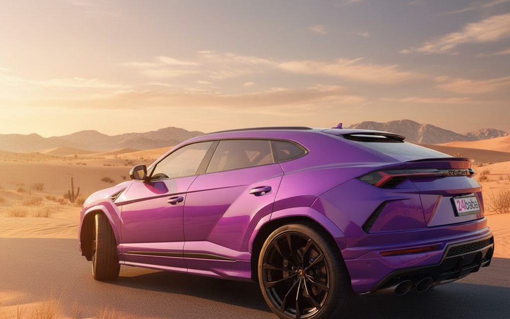 Lamborghini Urus 2022 Purple rear view showing taillights – rental in Dubai