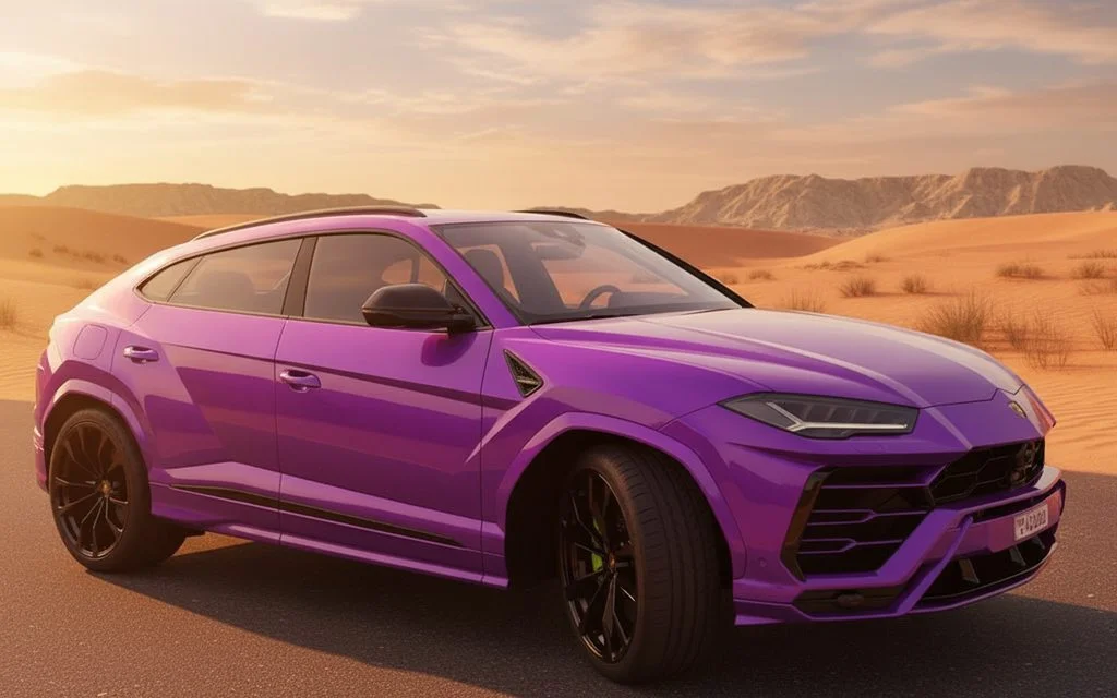 Lamborghini Urus 2022 Purple front view with headlights – rental in Dubai