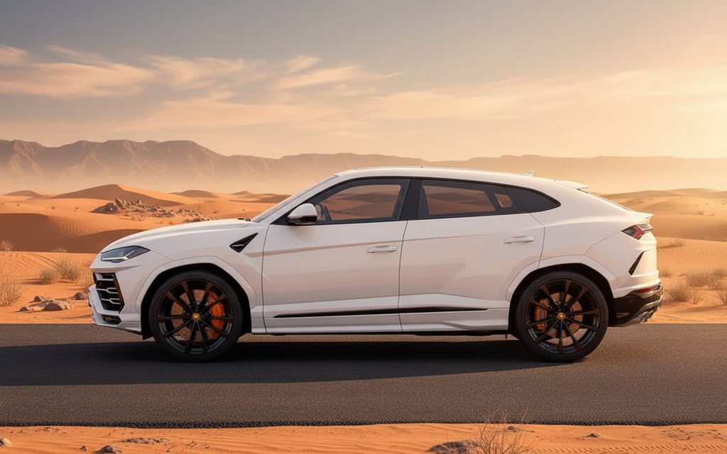 Lamborghini Urus 2022 White side profile – rental in Dubai