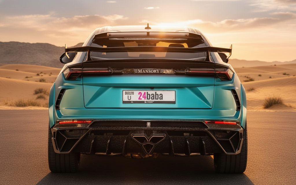 Lamborghini Urus 2022 Blue rear view showing taillights – rental in Dubai