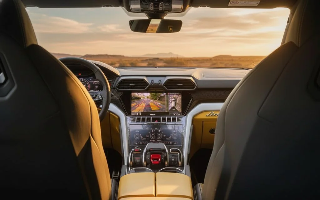 Lamborghini Urus 2023 interior view showing trim – rental in Dubai