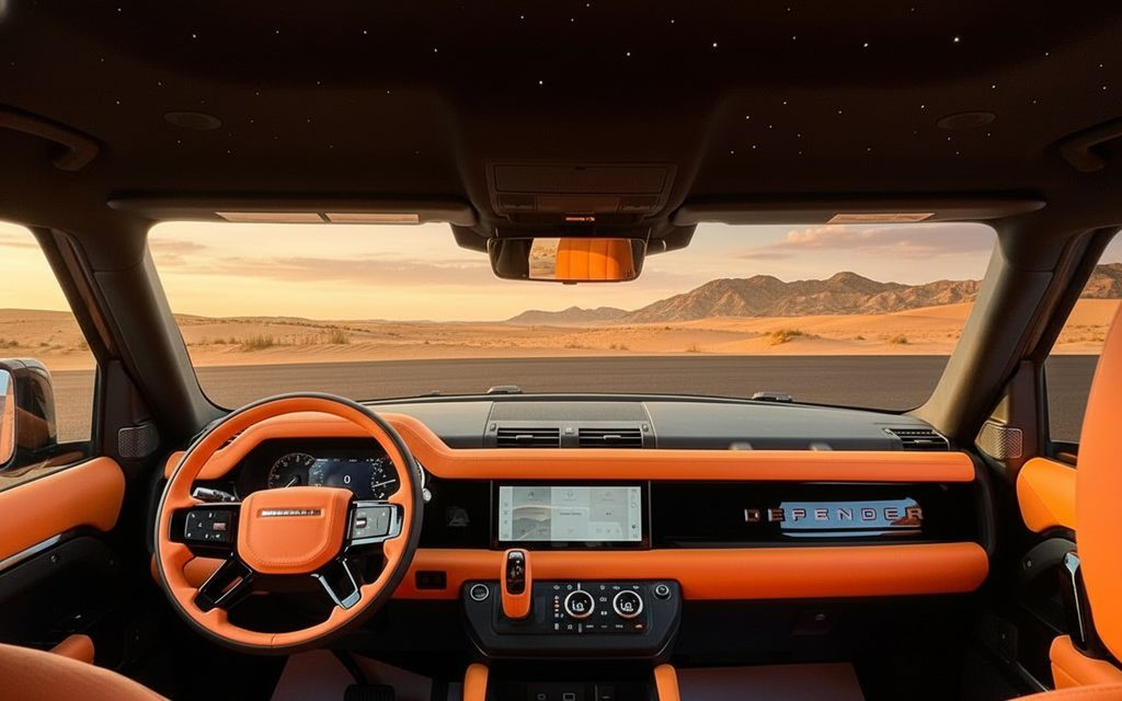 LandRover Defender 2022 interior view showing trim – rental in Dubai