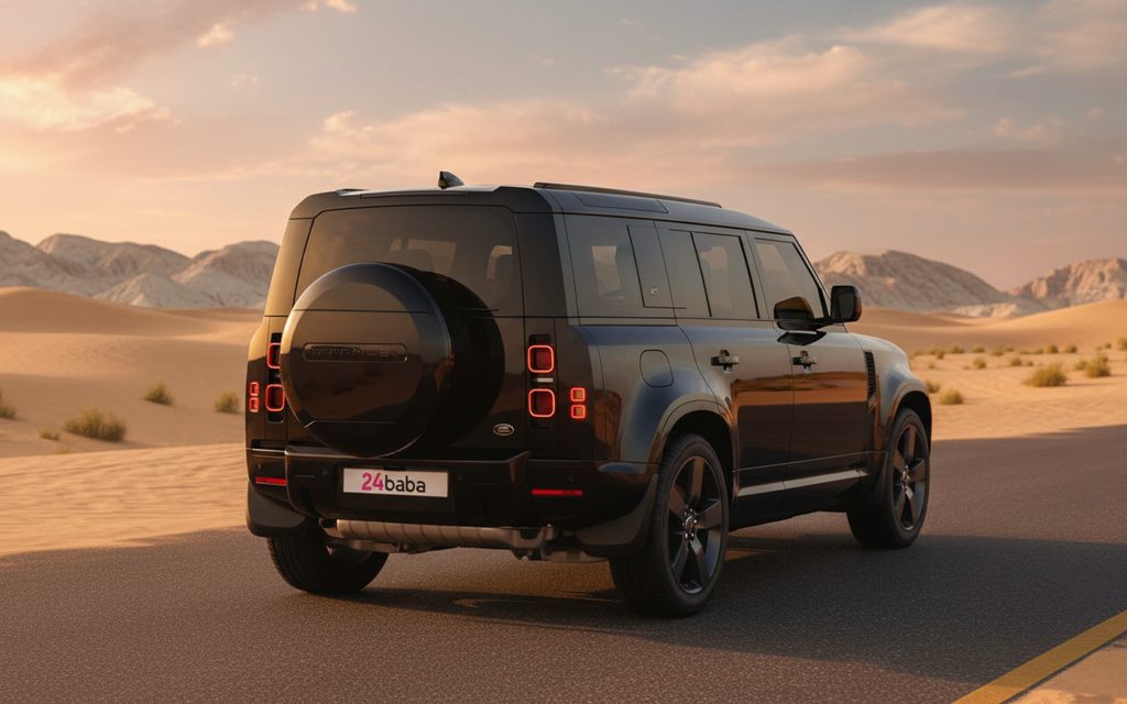 LandRover Defender 2024 Black rear view showing taillights