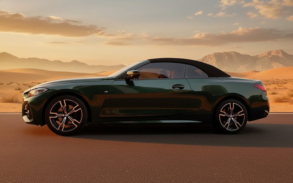 Bmw 420 2021 Green side profile – rental in Dubai