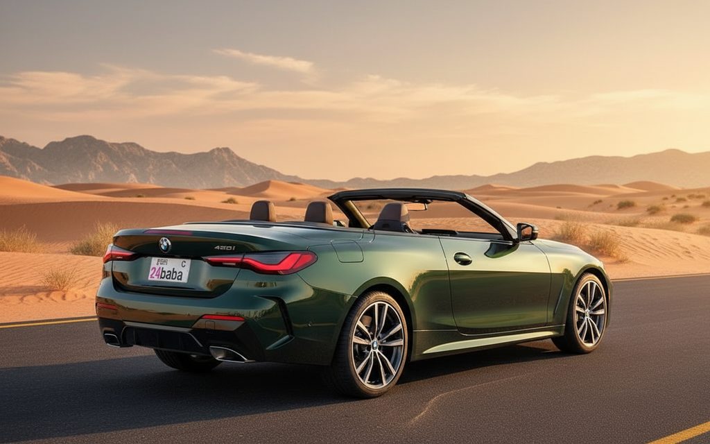 Bmw 420 2021 Green rear view showing taillights – rental in Dubai