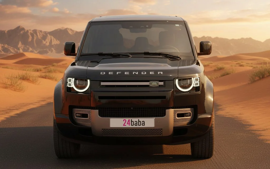 LandRover Defender 2025 Black front view with headlights