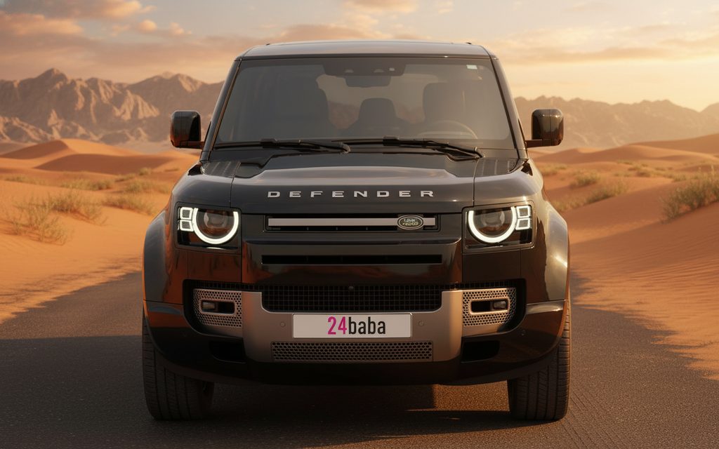 LandRover Defender 2025 Black front view with headlights