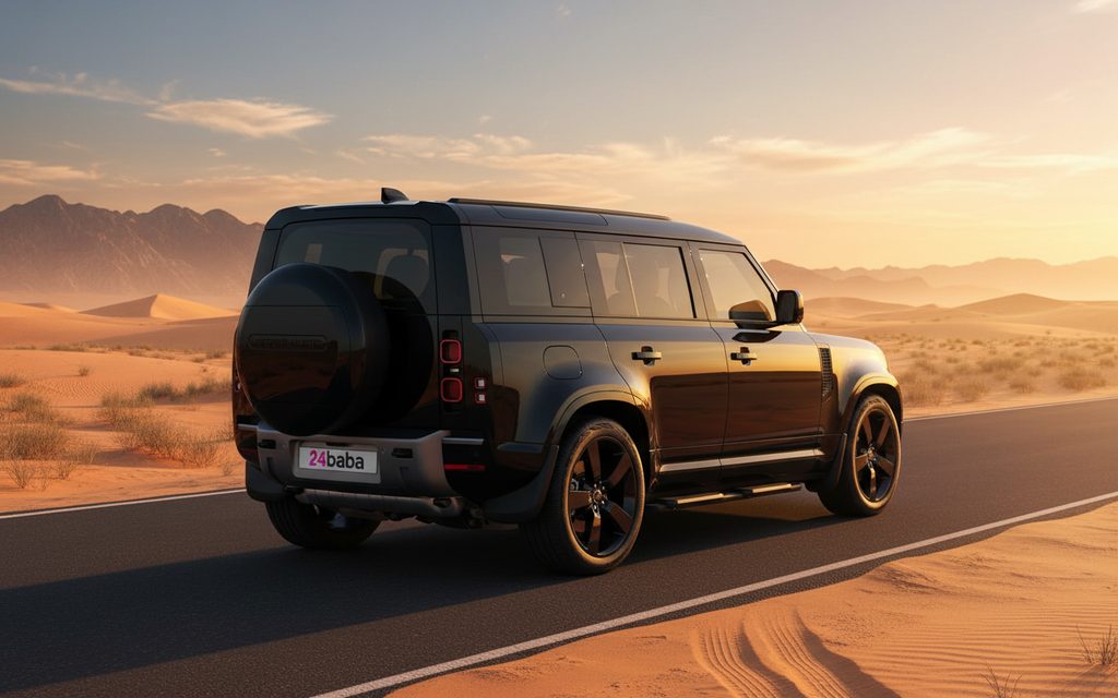 LandRover Defender 2025 Black rear view showing taillights