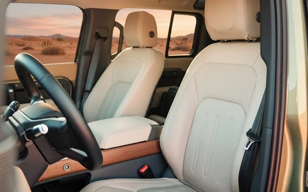 LandRover Defender 2022 leather seats and cabin – rental in Dubai