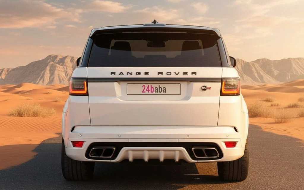 LandRover RangeRoverSvr 2022 White rear view showing taillights – rental in Dubai