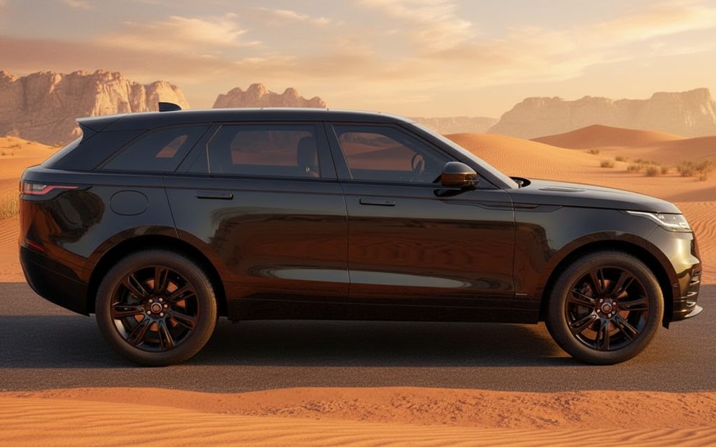 LandRover RangeRoverVelar 2020 Black side profile – rental in Dubai