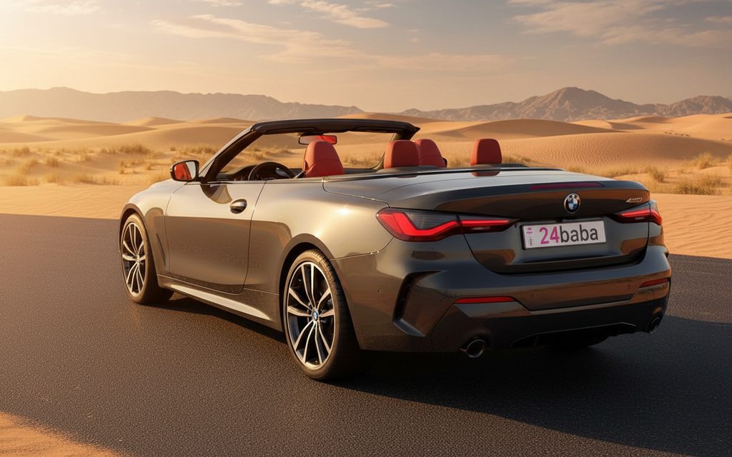 Bmw 420 2022 Grey rear view showing taillights – rental in Dubai