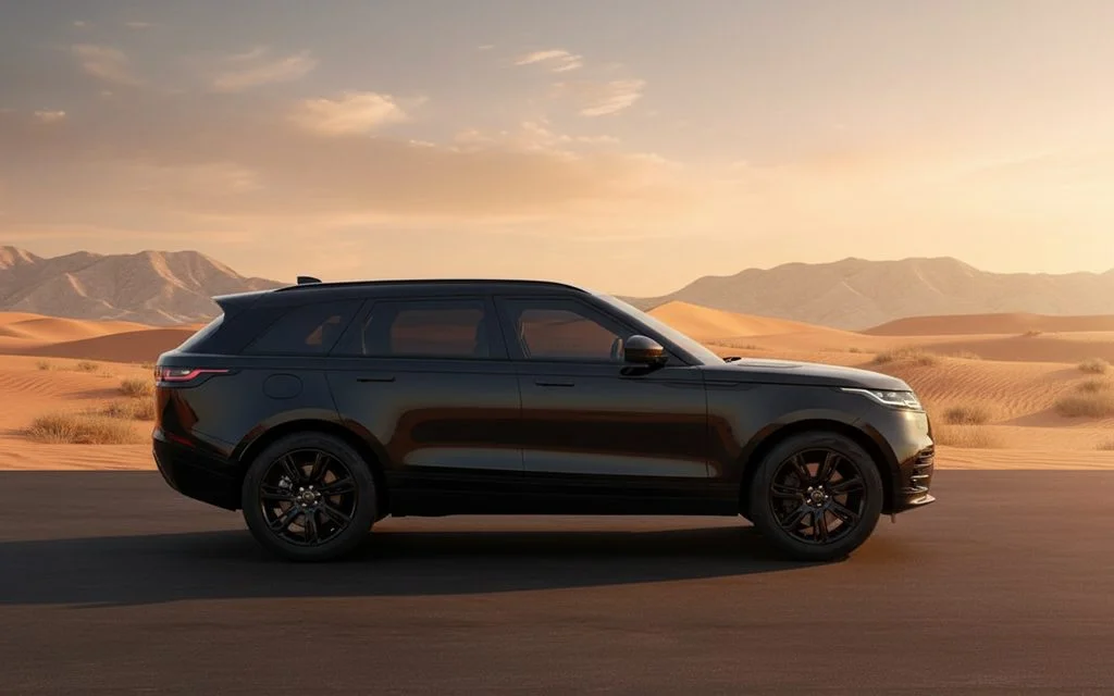 LandRover RangeRoverVelar 2023 Black side profile – rental in Dubai