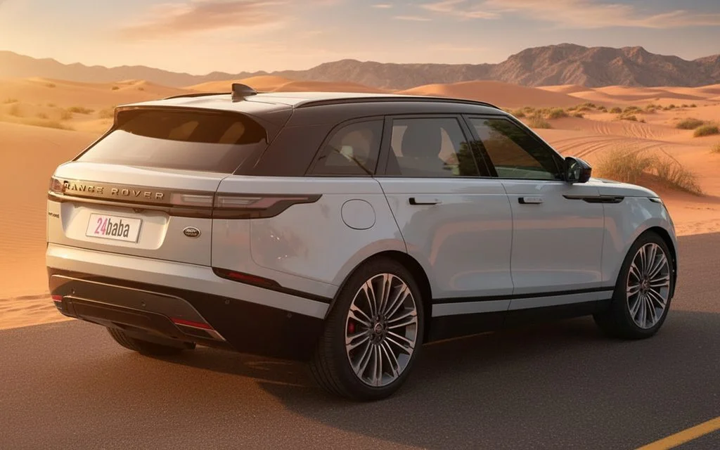 LandRover RangeRoverVelar 2025 Grey rear view showing taillights – rental in Dubai
