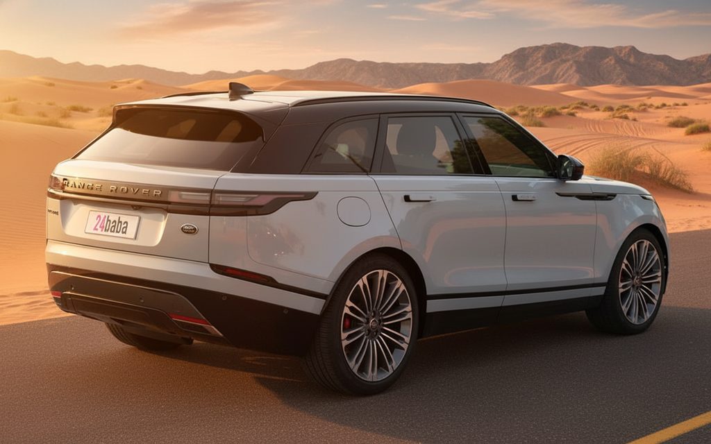 LandRover RangeRoverVelar 2025 Grey rear view showing taillights – rental in Dubai