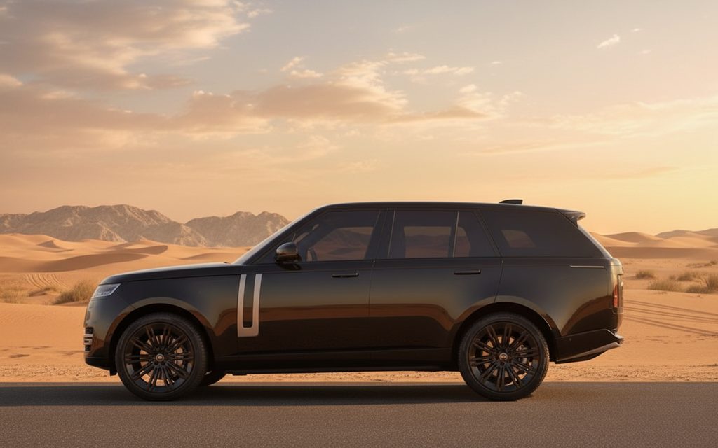 LandRover RangeRoverVogue 2024 Black side profile – rental in Dubai