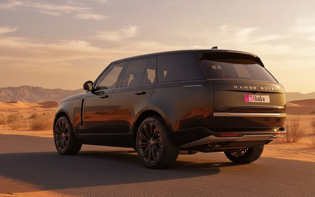 LandRover RangeRoverVogue 2024 Black rear view showing taillights – rental in Dubai